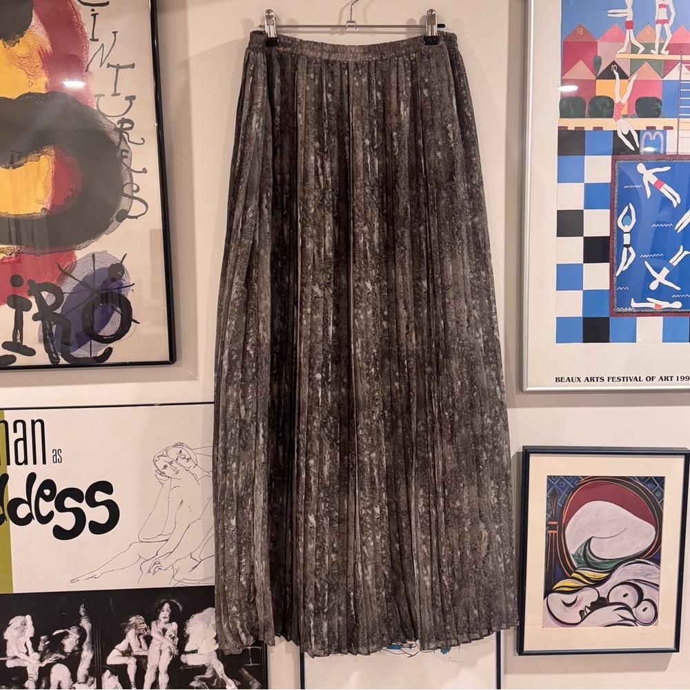 MICHAEL Michael Kors plisse grey melange camo Maxi Skirt - size L